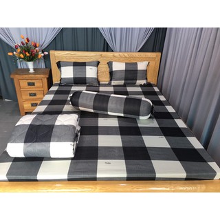 ( Thun Hàn Quốc Loại 1 ) Bộ 4 Món Ga Gối Thun Mat, Mềm,MịnCao Cấp Lan Bedding - Hình Caro To