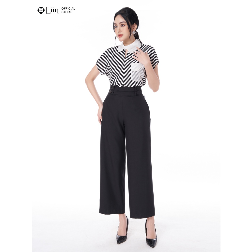 Quần suông linbi chất vải mango màu đen mặc tôn dáng, phong cách trẻ trung liin clothing QD3723