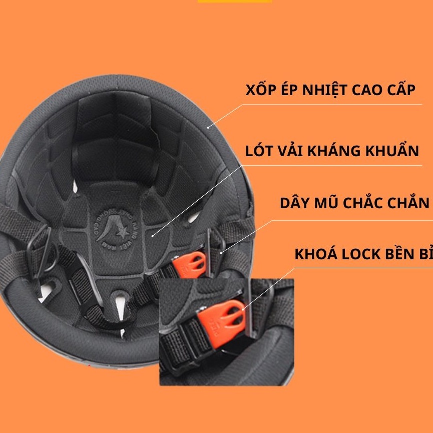 Mũ bảo hiểm nửa đầu kèm kính siêu đẹp chính hãng, trơn nhiều màu