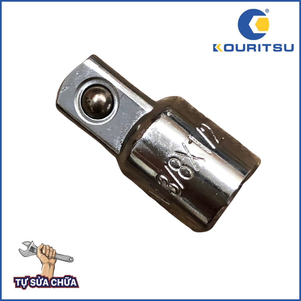 Đầu nối khẩu 3/8 ra 1/2 inch Kouritsu làm từ thép Cr-V cứng chống gỉ sét