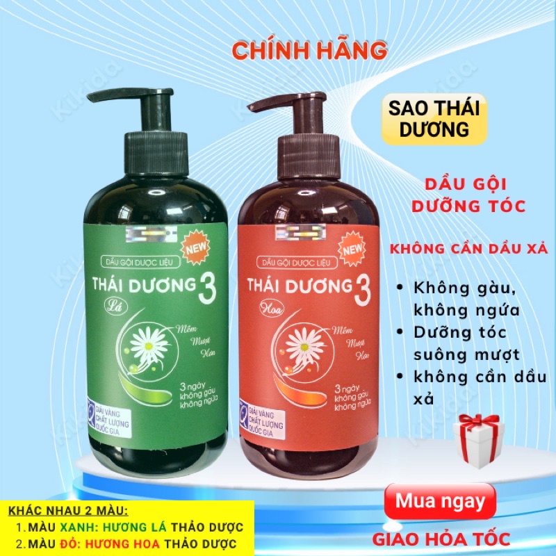 Dầu gội THÁI DƯƠNG 3 dược liệu thảo dược thiên nhiên, dưỡng tóc giảm rụng tóc, gàu ngứa hiệu quả