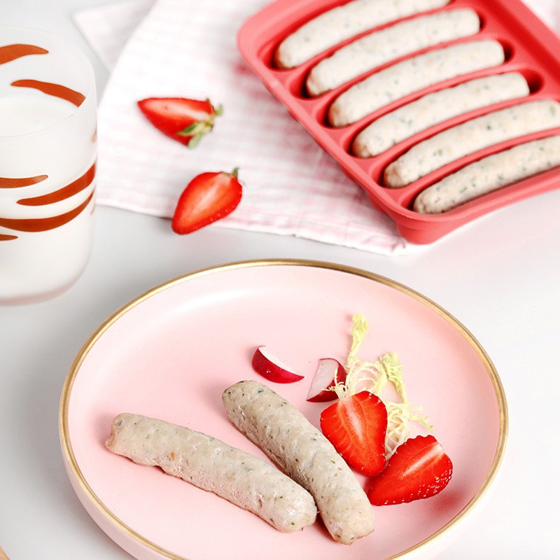 Lạp xưởng.xúc xích giăm bông .Sausage.hot dog. Khuôn silicon 6 ngăn làm món xúc xích tiện dụng【Bàn chải và túi miễn phí】