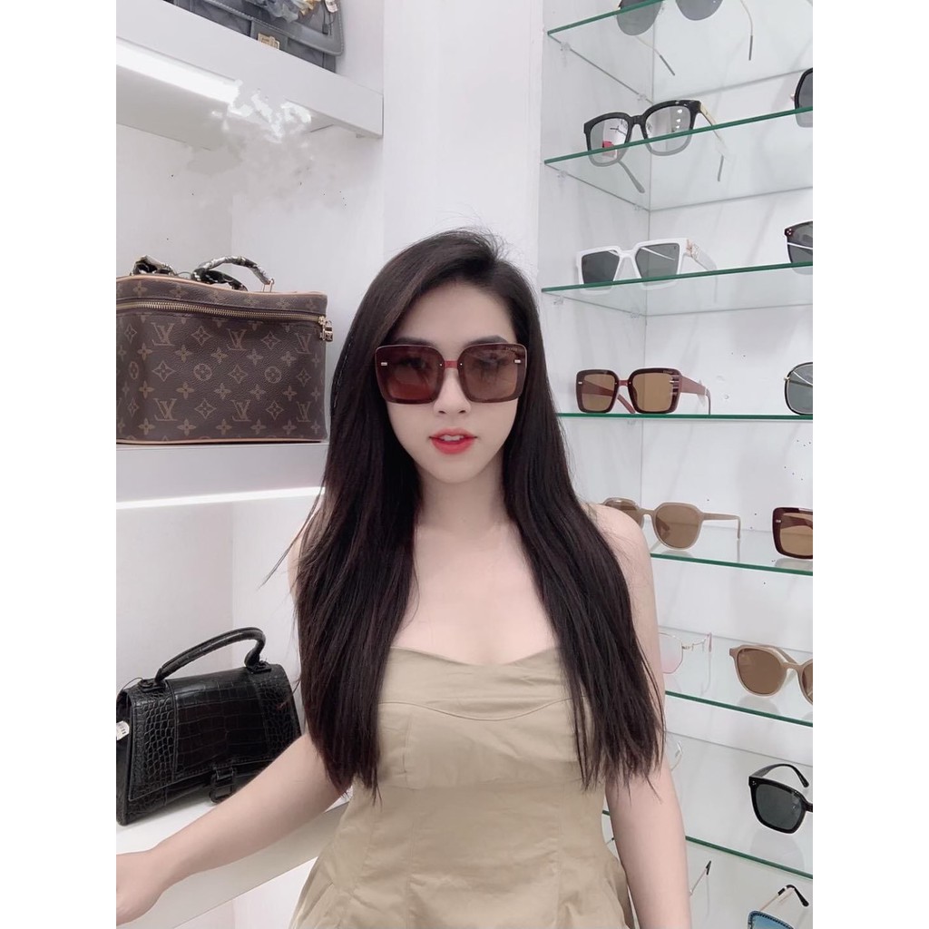 Kính râm nữ mắt vuông chống tia UV màu nâu tiện lợi đi ngày và đêm kiểu dáng sang chảnh- 9906 NÂU