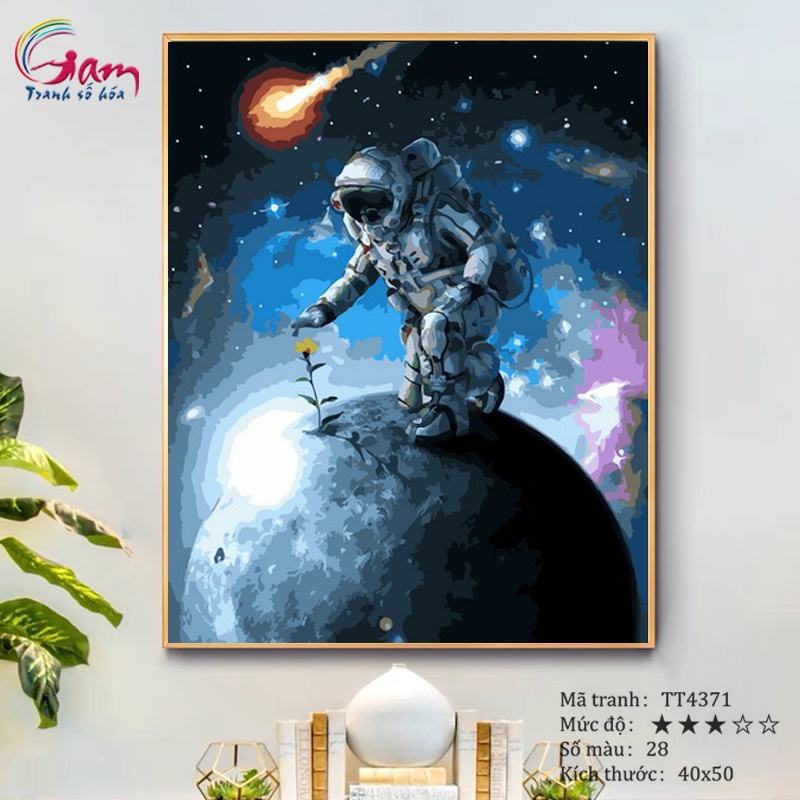 Tranh số hóa phi hành gia du hành vũ trụ GAM có khung 40x50cm TT4371