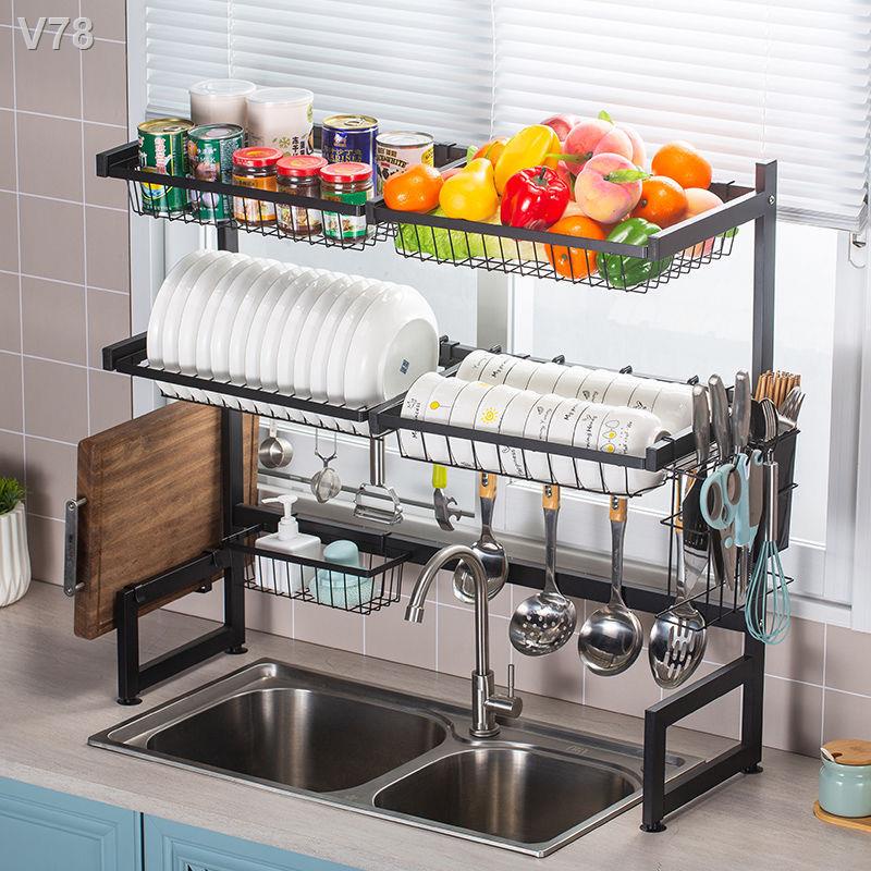 ♞Kệ chậu rửa bát đĩa gia đình giá để thoát nước phía trên bộ đồ ăn lọc