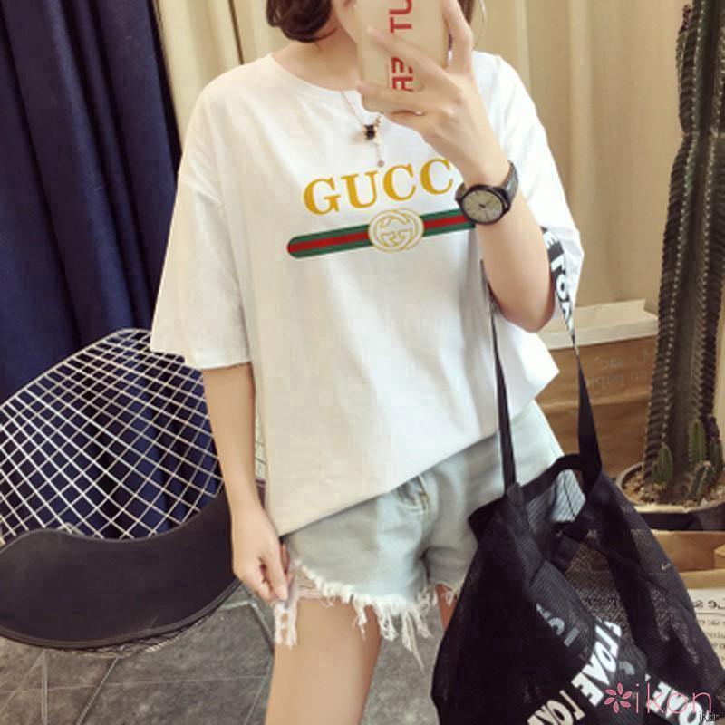 Áo thun nữ ngắn tay in chữ phong cách Hàn Quốc