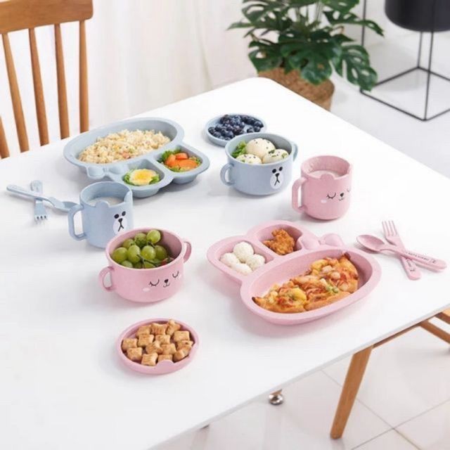 Khay ăn dặm,ăn blw kèm dĩa thìa cho bé TA