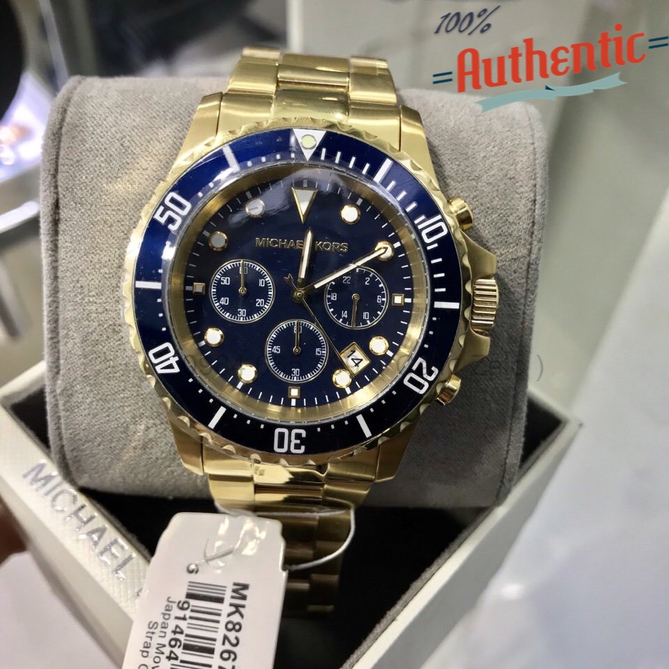 Đồng Hồ Nam Michael Kors Everest Chronograph Navy Dial Gold MK8267