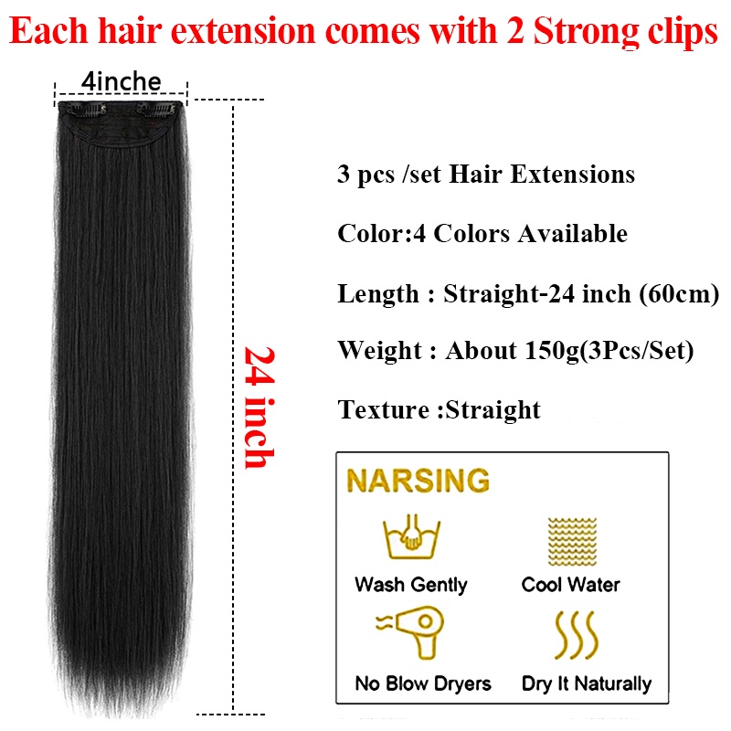 Set 3/6 Kẹp Tóc Giả Làm Dày Tóc Tàng Hình Tự Nhiên 150G