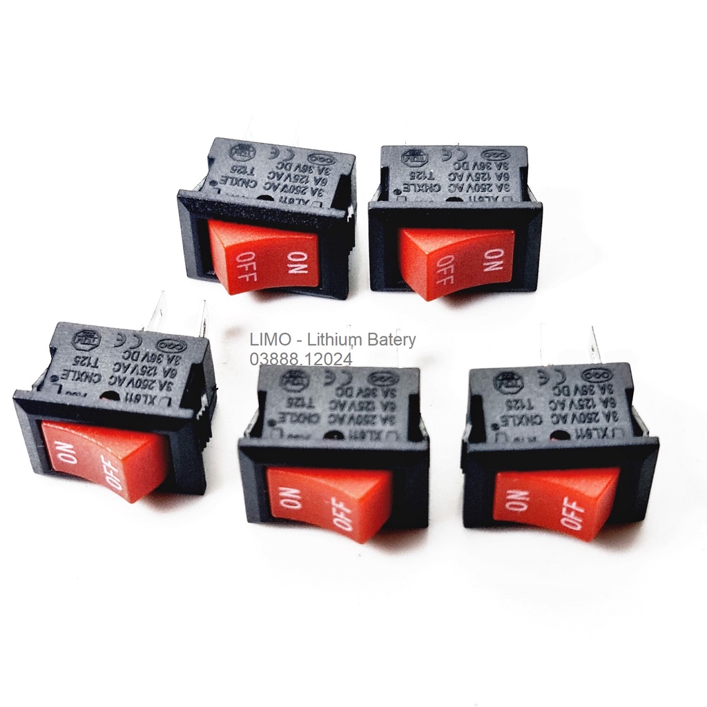 10 cái Công tắc điện on off bập bênh Kdc1-11 6A-125V 3A-250v kích thước 13 x 9mm . Công tắc bập bênh 2 chân