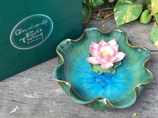 Bát sen thả hoa men hoả biến cao cấp sứ Bát Tràng