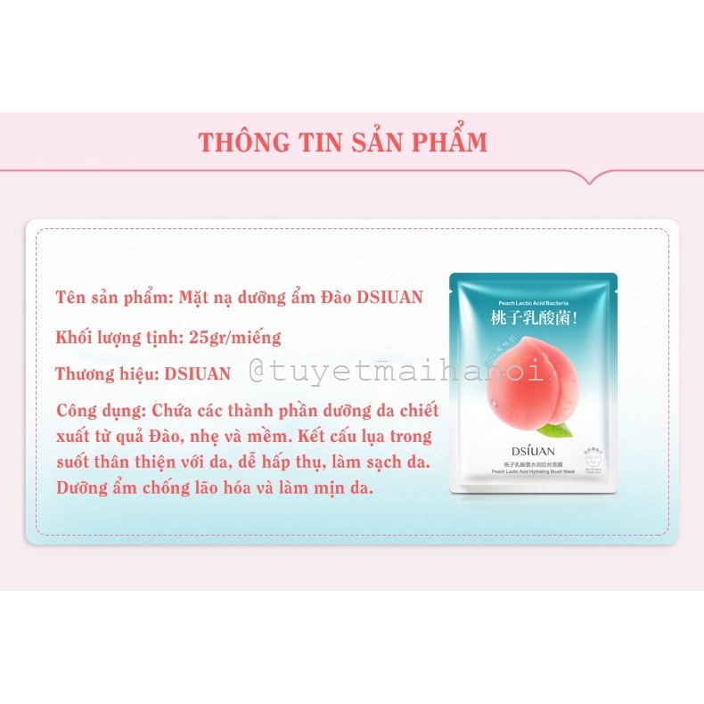 Combo 10 mặt nạ quả Đào DSIUAN dưỡng ẩm, chống lão hóa da - Peach Lactic Acid Bacteria Mask