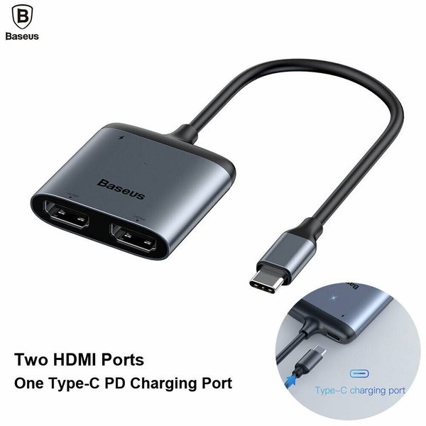 Hub chuyển Baseus Enjoy Series Type C to Dual HDMI 4K+Type C PD intelligent HUB adapter cho Smartphone/ iPad Pro/macbook