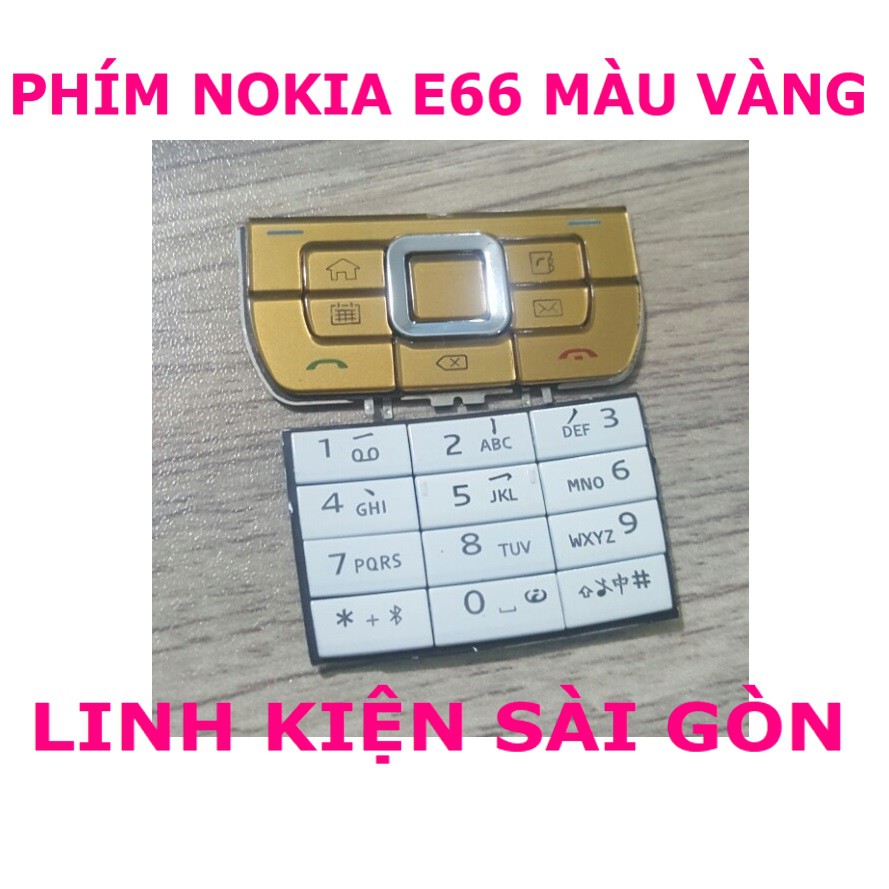 PHÍM NOKIA E66 MÀU VÀNG