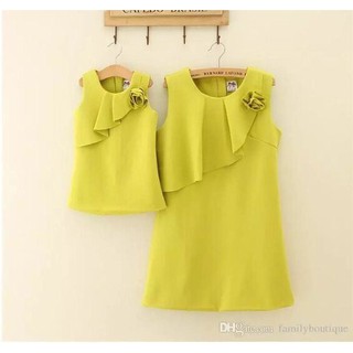 Đầm Đôi Fom Suông Đính Nơ Cách Điệu Cho Mẹ Và Bé HGS 01