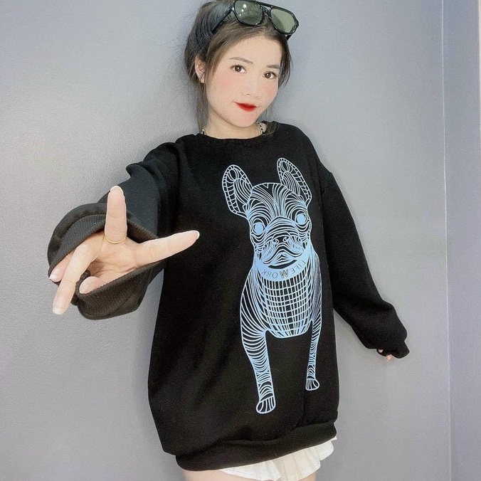 Áo Sweater Nỉ Bông Cotton Dày Mịn In Hình Chú Chó 3D Đáng Yêu | BigBuy360 - bigbuy360.vn