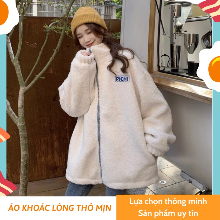 Áo khoác nữ cổ trụ lông thỏ 2 mặt mịn cực yêu [HÀNG SẴN] FREESHIP 🎉🎉 Dáng rộng, Freesize 40-60kg [CÓ ẢNH VÀ VIDEO THẬT] | BigBuy360 - bigbuy360.vn