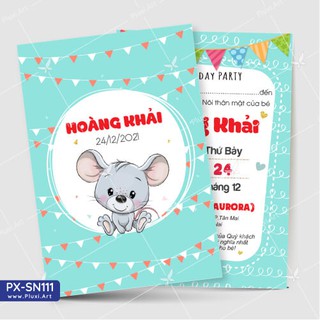 Thiệp thôi nôi –  sinh nhật Pluxi Bé Trai Tuổi Chuột PX_SN125
