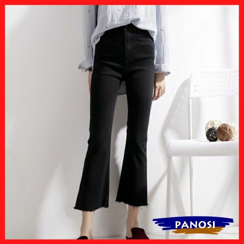 Quần jeans nữ ống loe quần bò giấy cạp cao dáng skinny loe ống kiểu dáng học sinh sinh viên PANOSI - Q220