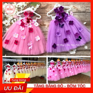 VÁY BÉ GÁI ĐÍNH HOA TÚ CẦU VÀ BƯỚM