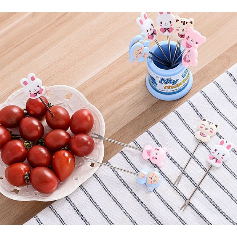 Bộ 8 dĩa ăn hoạt hình siêu xinh kèm ống đựng đáng yêu cho bé