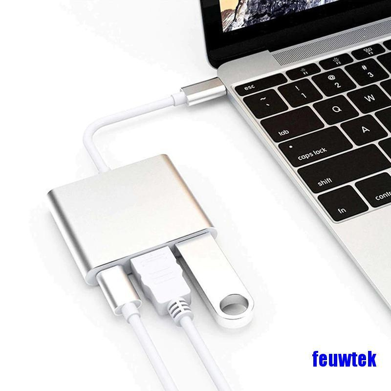 [COD]Type C USB to USB-C 4K HDMI USB Adapter Cable 3 in 1 Hub for PC Laptop HOT SALE