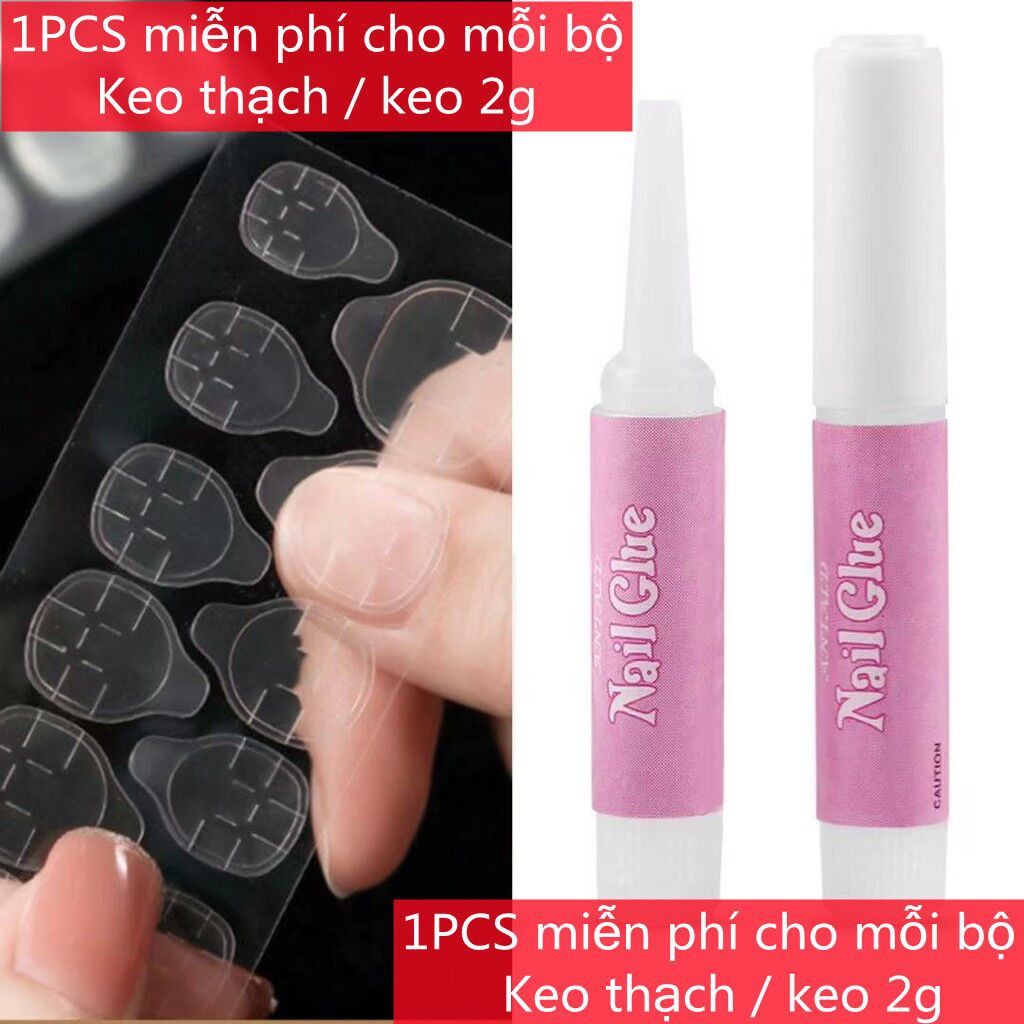 Set 24 Móng Tay Giả Màu Trơn Xinh Xắn Kèm Keo Dán Dùng Trang Trí Móng Nghệ Thuật