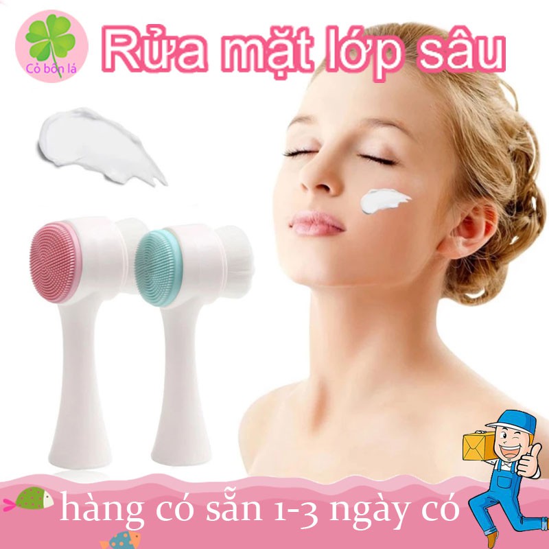 [Mua 2 giảm 4%] Cây Cọ Rửa Mặt Massage 3D 2 Đầu 2 in 1 Giúp Bạn Rửa Mặt Sạch Gấp 10 Lần So Với Dùng Tay