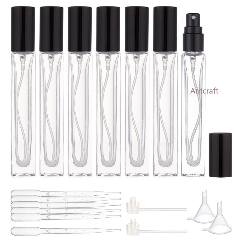 1 Bộ Chai Thủy Tinh Dạng Xịt Bằng Nhựa 10ml Kèm Phễu Nhỏ Giọt Màu Đen 16 Cái