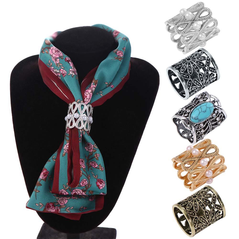 VANES1 Khóa Cài Khăn Choàng Họa Tiết Hoa Cúc Bằng Kim Loại Phong Cách Vintage