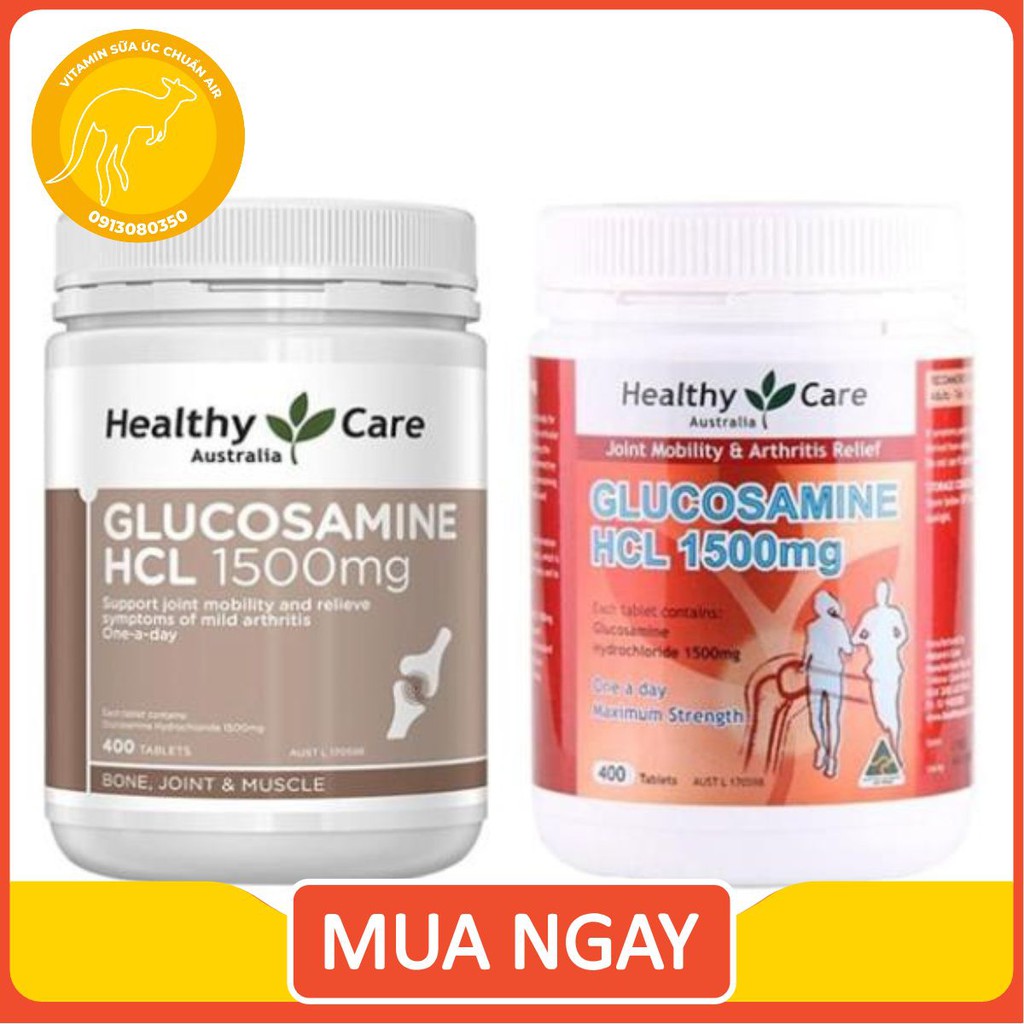 Hỗ trợ xương khớp Glucosamine HCL 1500mg Healthy Care 400 viên của Úc