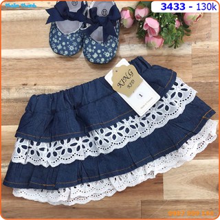 Chân váy jean phối tầng sang chảnh cho bé gái - 3433