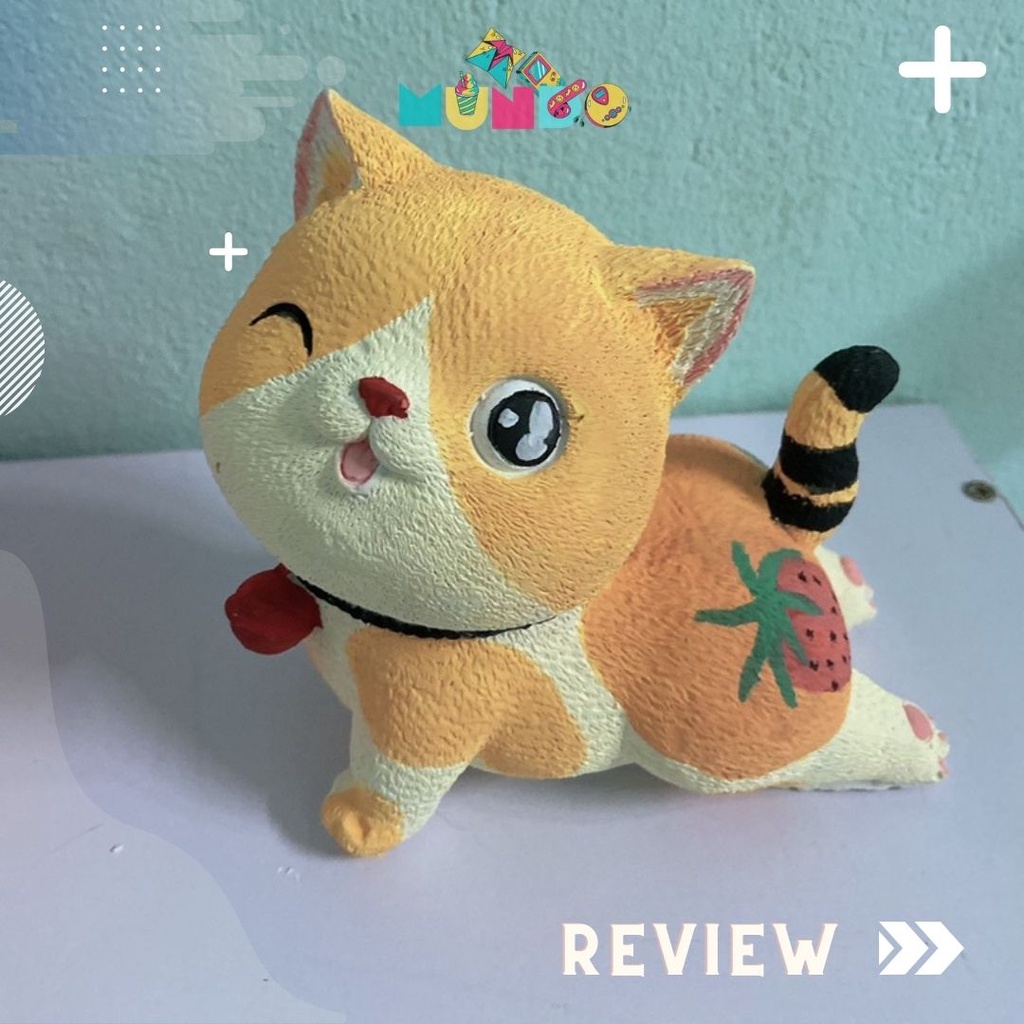 Tượng tô màu cao cấp (kèm màu/cọ) chọn mẫu MÈO LƯỜI tượng thạch cao MUNDO