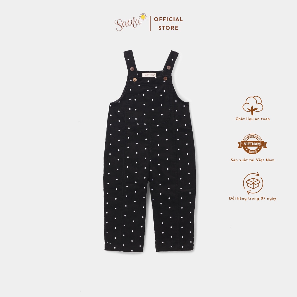 Quần Yếm Nhung Tăm Cao Cấp Họa Tiết Chấm Bi Đáng Yêu Cho Bé - MEGAN OVERALLS - JSCD001 - SAOLA KIDS CLOTHING