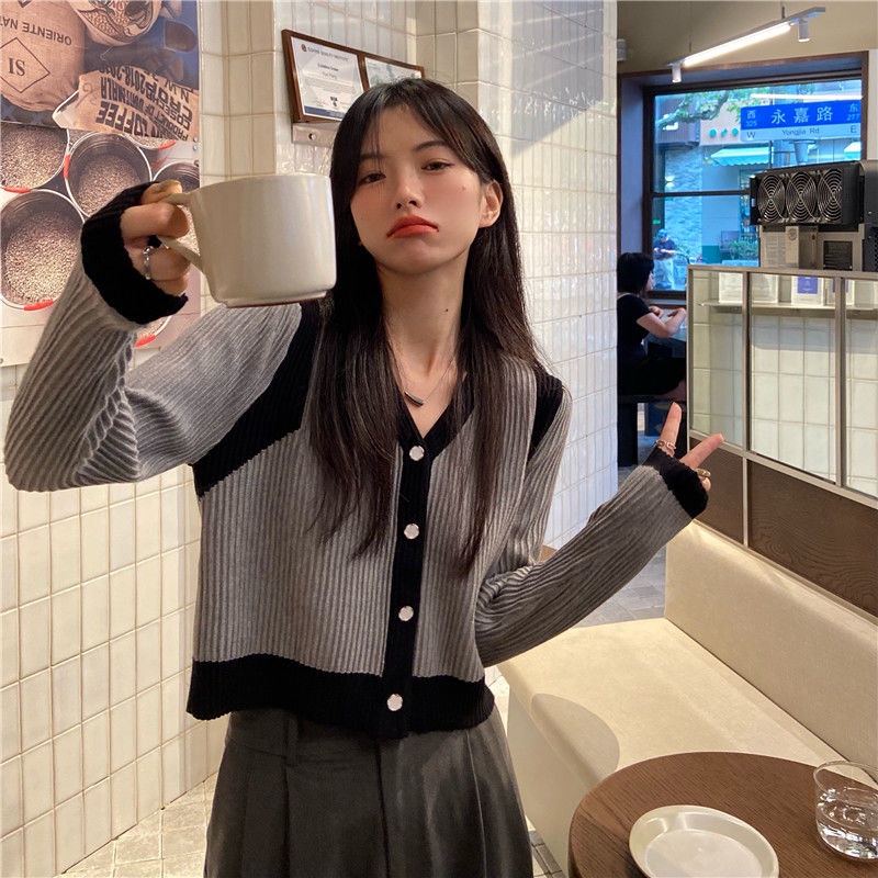 Áo Khoác Cardigan Dệt Kim Tay Dài Cổ Chữ V Thời Trang Xinh Xắn Cho Nữ