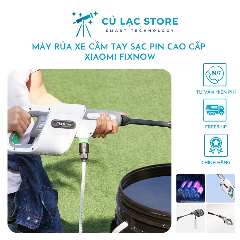 [XIAOMI FIXNOW] Máy rửa xe cao cấp, máy bơm áp lực cao có tay cầm dùng Pin