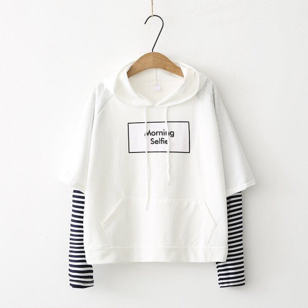 Áo hoodie phối tay kẻ sọc 3 màu