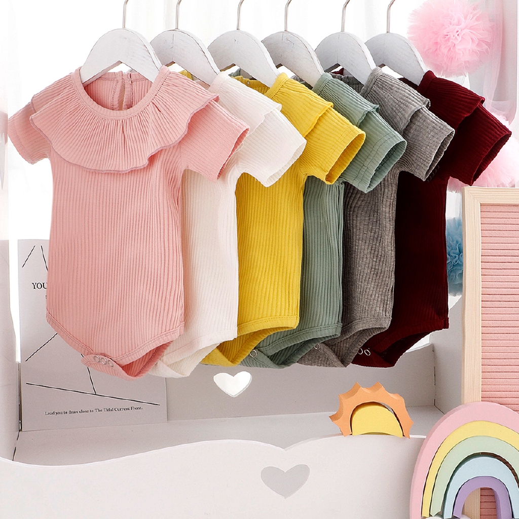 Áo liền quần 100% cotton xinh xắn dành cho bé gái sơ sinh 0-24 tháng tuổi