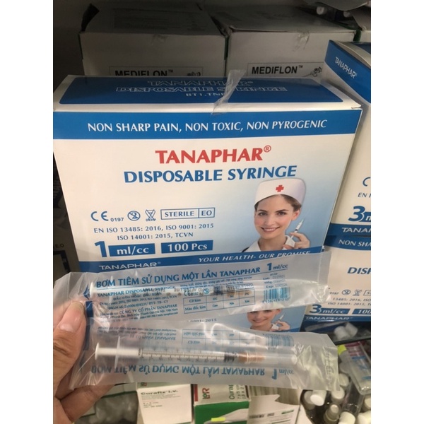 ❤️ Bơm kim tiêm 1cc 1ml Tanaphar Bơm tiêm /Ống tiêm  dùng 1 lần Tanaphar 1ml ,bơm tiêm 1cc/ml