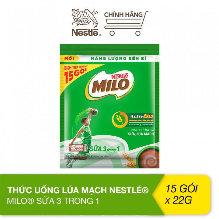 Milo lúa mạch gói 330g ( 15 gói ×22g)