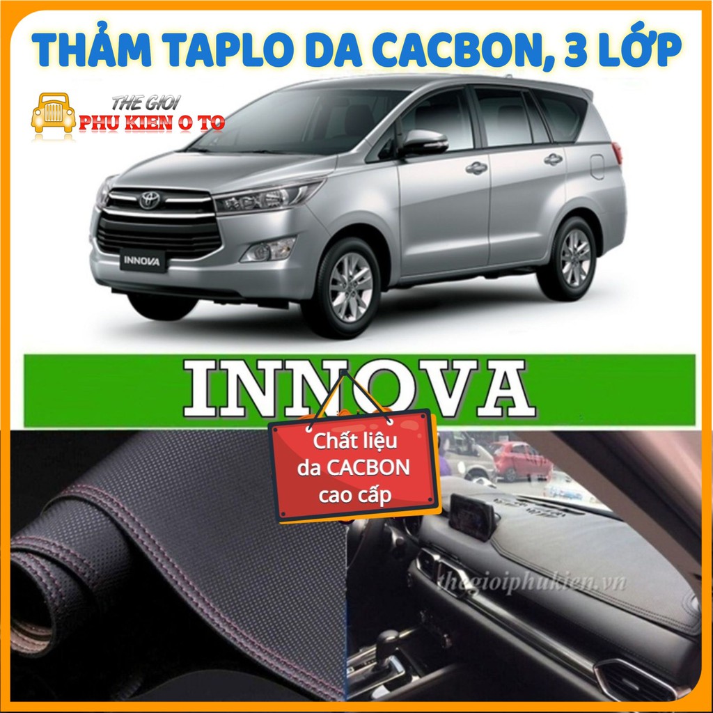 Thảm taplo Toyota INNOVA 2006- 2021 da Cacbon cao cấp, chống nóng ô tô hiệu quả