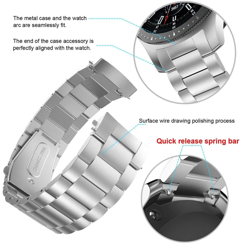 Dây Đeo Inox Sang Trọng Cho Đồng Hồ Thông Minh Huawei GT3 GT2 GT2 GT2e GT 20mm 22mm