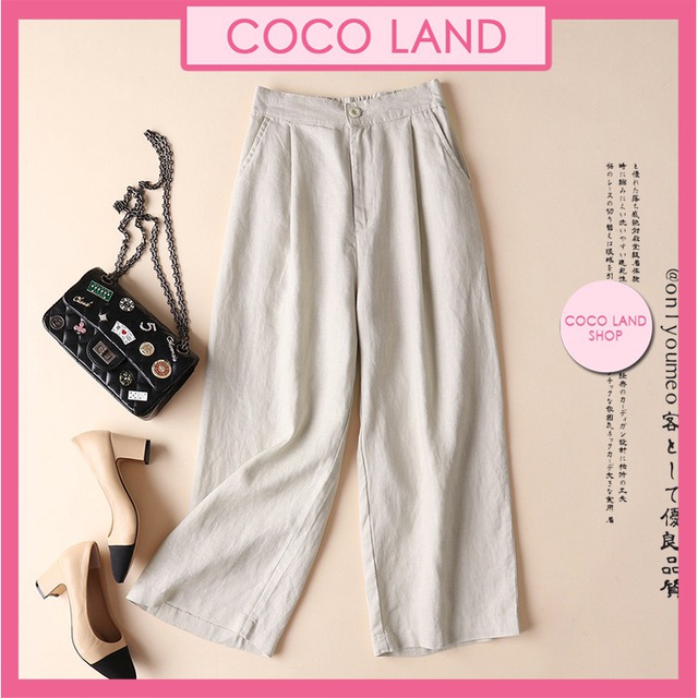 Quần ống rộng nhật cúc khoá chun lưng kiểu nhật siêu mát lạnh | BigBuy360 - bigbuy360.vn