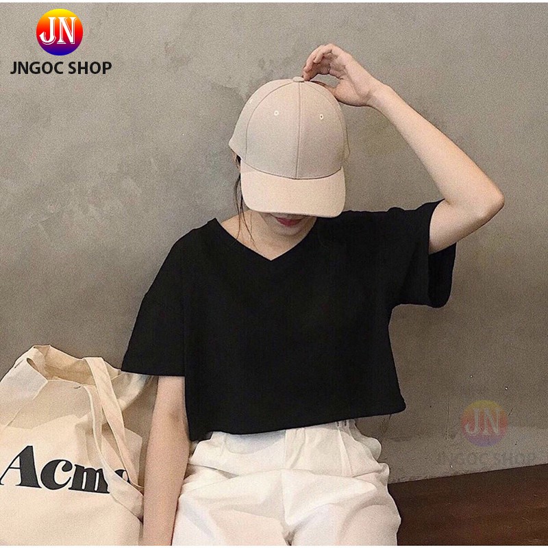 Áo croptop nữ JNgoc Shop tay ngắn cổ tim trẻ trung, Croptop tay ngắn form rộng từ 40 đến 57kg | BigBuy360 - bigbuy360.vn