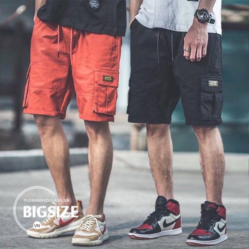 Quần sọt nam Bigsize Quần short đùi nam ngố kaki có túi Thời Trang kiểu trẻ trung Hàn Quốc đẹp cao cấp，cho người mập béo