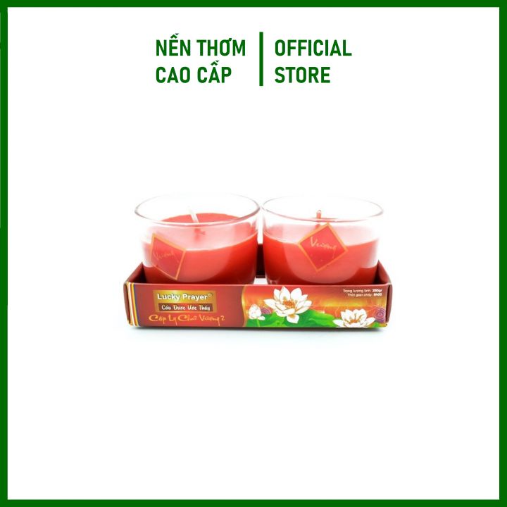 Cặp Nến Ly Chữ Vượng 2 Màu Đỏ Vàng – Nến Phật Giáo Quang Minh Candle