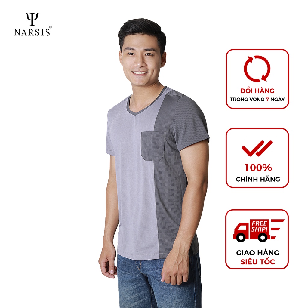 Áo nam Narsis D8050 lưới màu ghi sáng