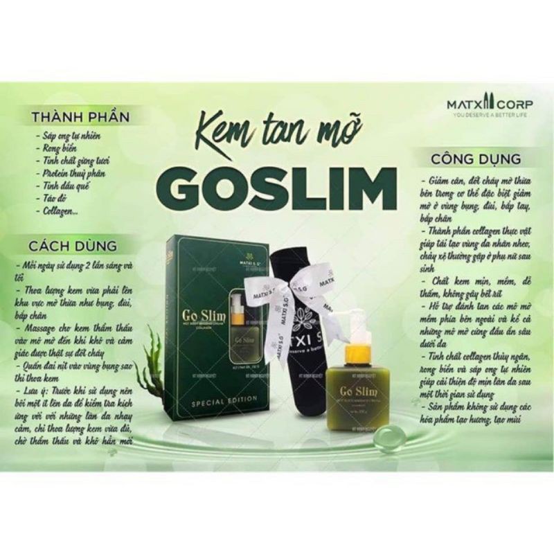 Kem tan mỡ GO SLIM (kèm đai nịt bụng)