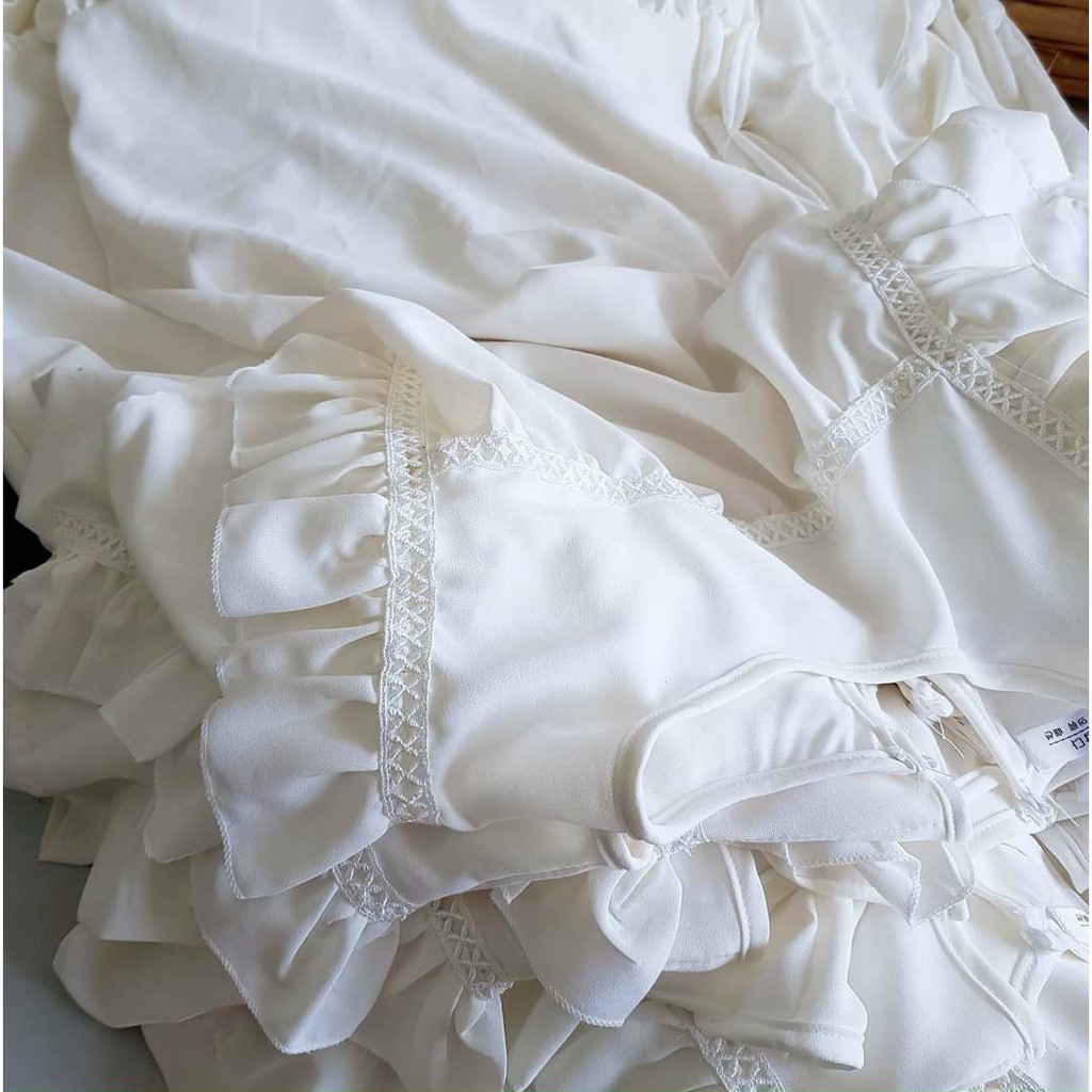 Váy bầu dự tiệc - Đầm bầu công sở màu trắng chất đũi hàn freesize tới 70kg BN40 - Shop Mẹ Ken