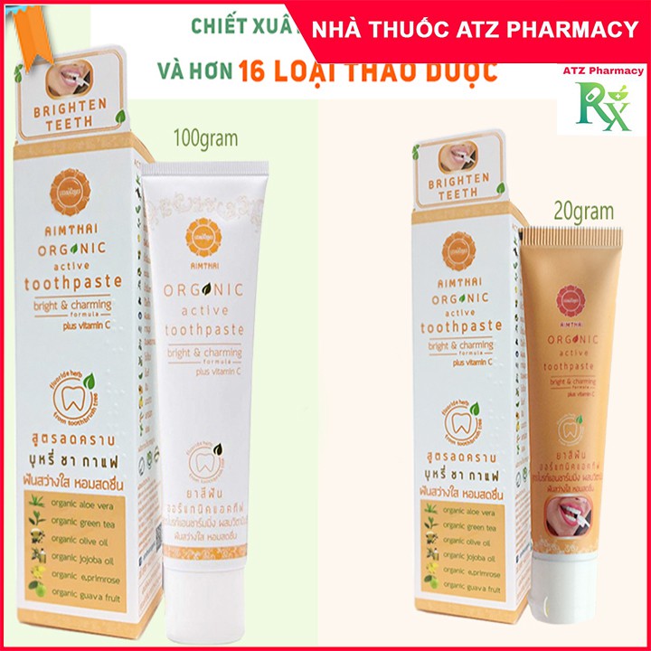 Kem Đánh Răng Thảo Dược ORGANIC AIMTHAI Plus Vitamin C giúp chắc khỏe răng - ATZ PHARMACY